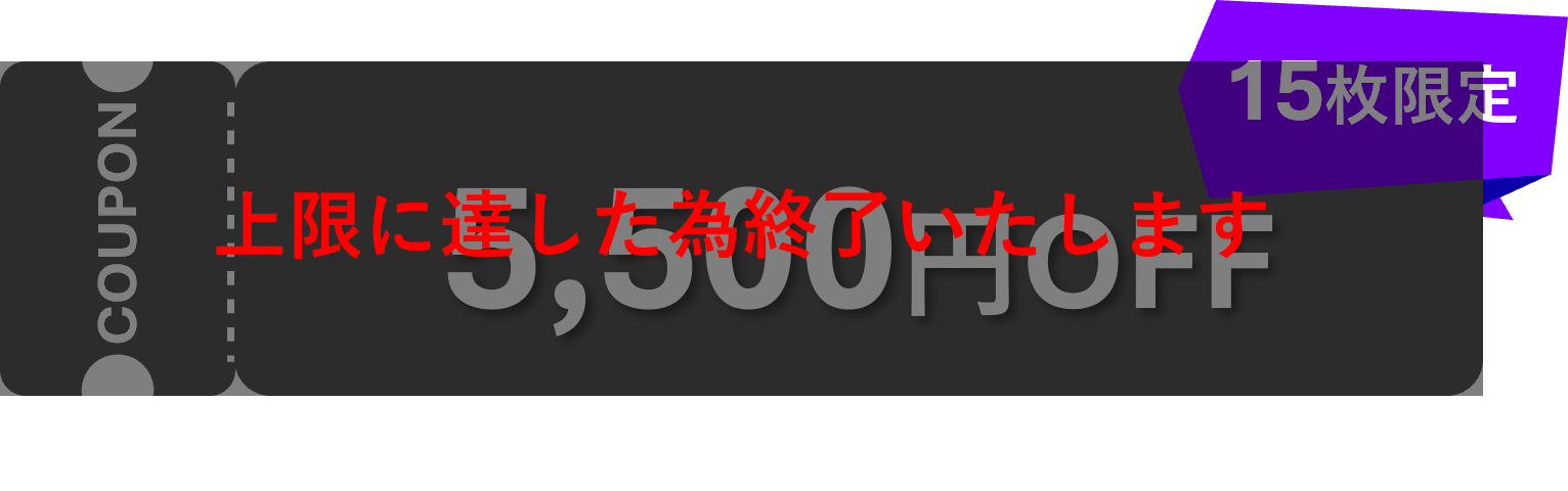 5,500円OFF/15枚限定