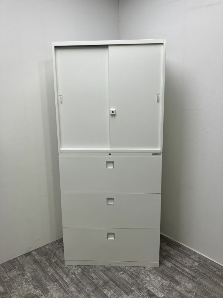 オカムラレクトラインシリーズ 3段ラテラル・引違い上下書庫 商品画像1