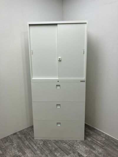 オカムラレクトラインシリーズ 3段ラテラル・引違い上下書庫 商品画像1