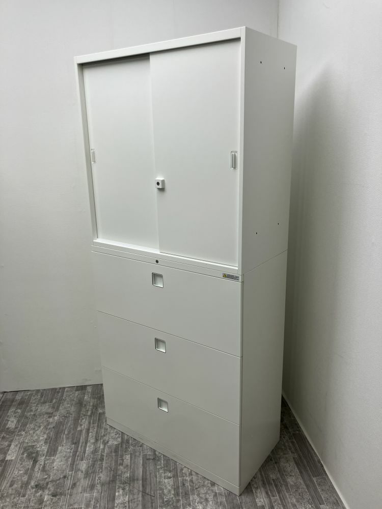 オカムラレクトラインシリーズ 3段ラテラル・引違い上下書庫 商品画像2