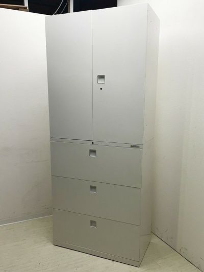 オカムラ レクトラインシリーズ 両開きラテラル上下書庫