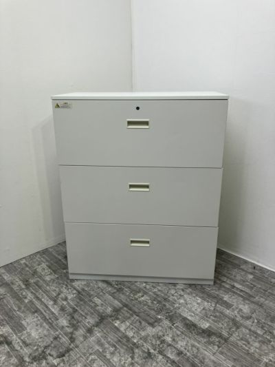 井上金庫 ICシリーズ 天板付3段ラテラル書庫