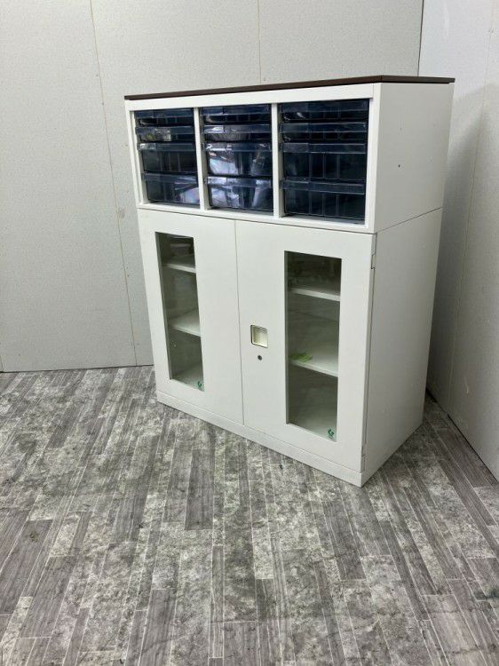 オカムラレクトラインシリーズ 天板付両開き・A4クリアケース上下書庫 商品画像2