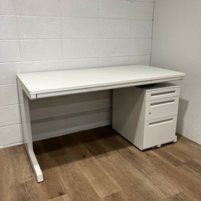 ウチダ（内田洋行）SCAENA(スカエナ)シリーズ　Kタイプ 1400平デスク+ワゴンセット 商品画像1