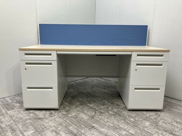 ウチダ（内田洋行）SCAENA(スカエナ)シリーズ　Kタイプ デスクパネル付1600両袖デスク 商品画像1