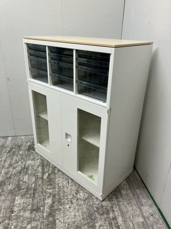 オカムラレクトラインシリーズ 天板付両開き・クリアケース上下書庫 商品画像2