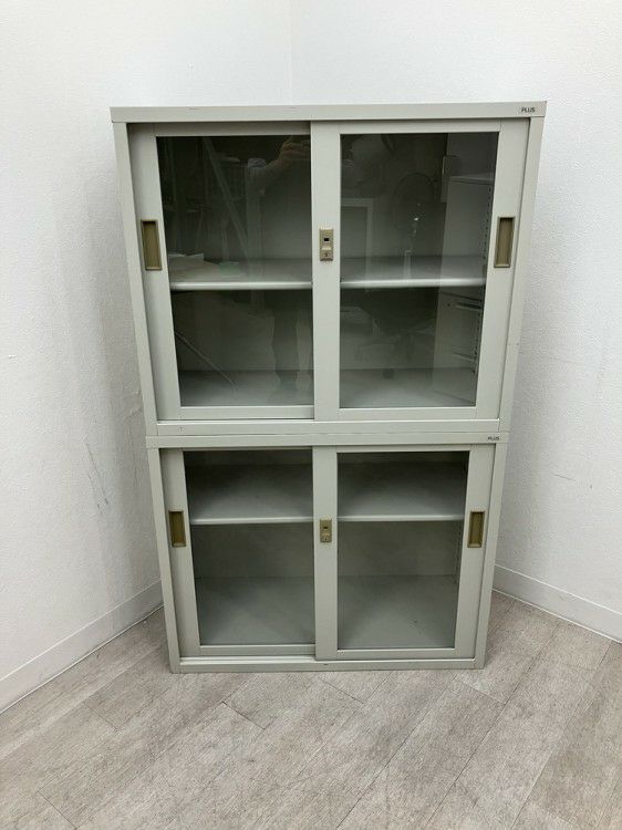 プラスA4対応書庫シリーズ ガラススライド上下書庫 商品画像2