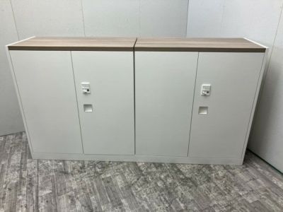 オカムラレクトラインシリーズ ダイヤル式天板付両開き書庫2台セット 商品画像1