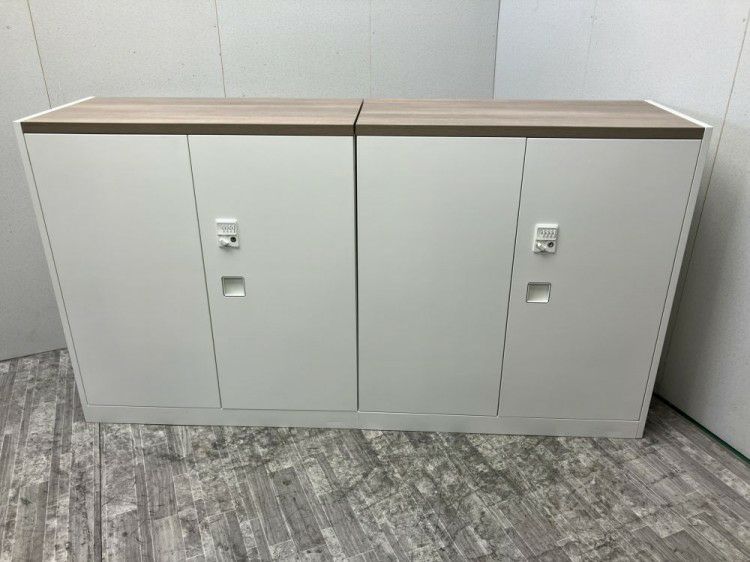 オカムラレクトラインシリーズ ダイヤル式天板付両開き書庫2台セット 商品画像1