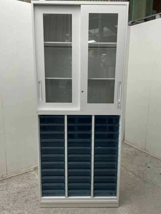 コクヨEDIA(エディア)シリーズ ガラススライドクリアケース上下書庫 商品画像2