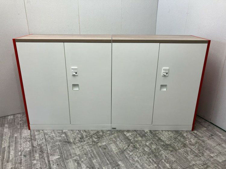 オカムラレクトラインシリーズ ダイヤル式天板付両開き書庫2台セット 商品画像1