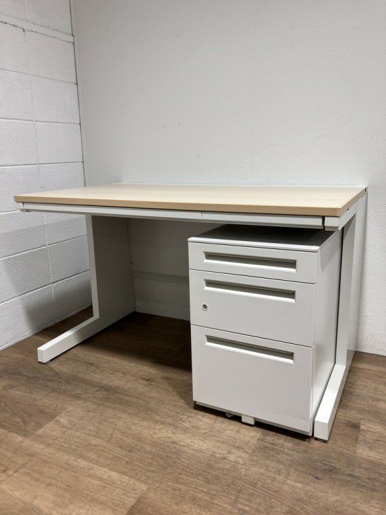 ウチダ（内田洋行）SCAENA(スカエナ)シリーズ　Kタイプ 1200平デスク+ワゴンセット 商品画像1