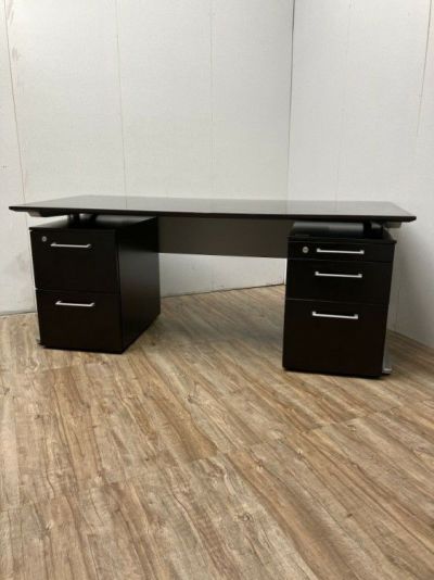 オカムラEX-200シリーズ 役員室用1800平デスク+ワゴン3点セット 商品画像1