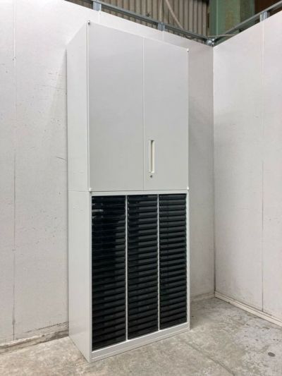 ウチダ HSシリーズ 両開きクリアケース上下書庫